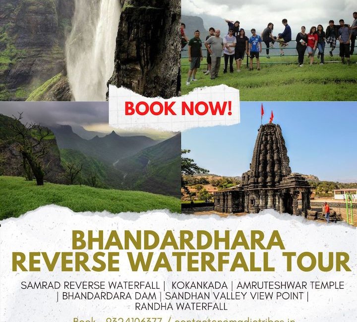 Samrad reverse waterfall | Samrad kokankada | Amruteshwar temple | Bhandardara Dam | Sandhan valley view point | Randha waterfall | Bhavali Dam | many other waterfalls en-route